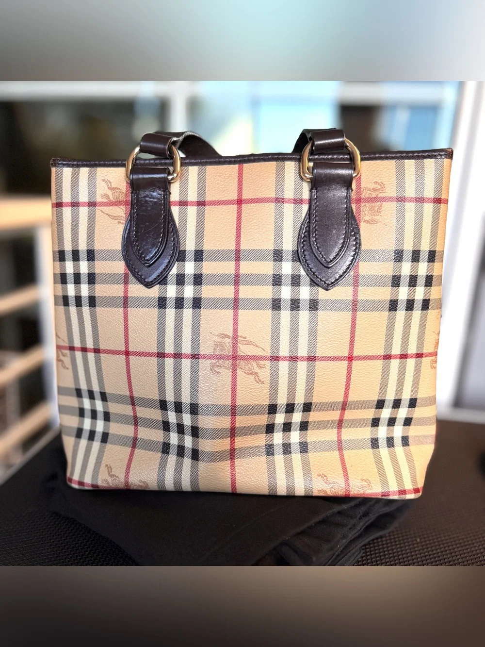Authentic Burberry London Nova Check Coated Canvas Haymarket Tote Ittivgro58cal - Picture 1 of 13